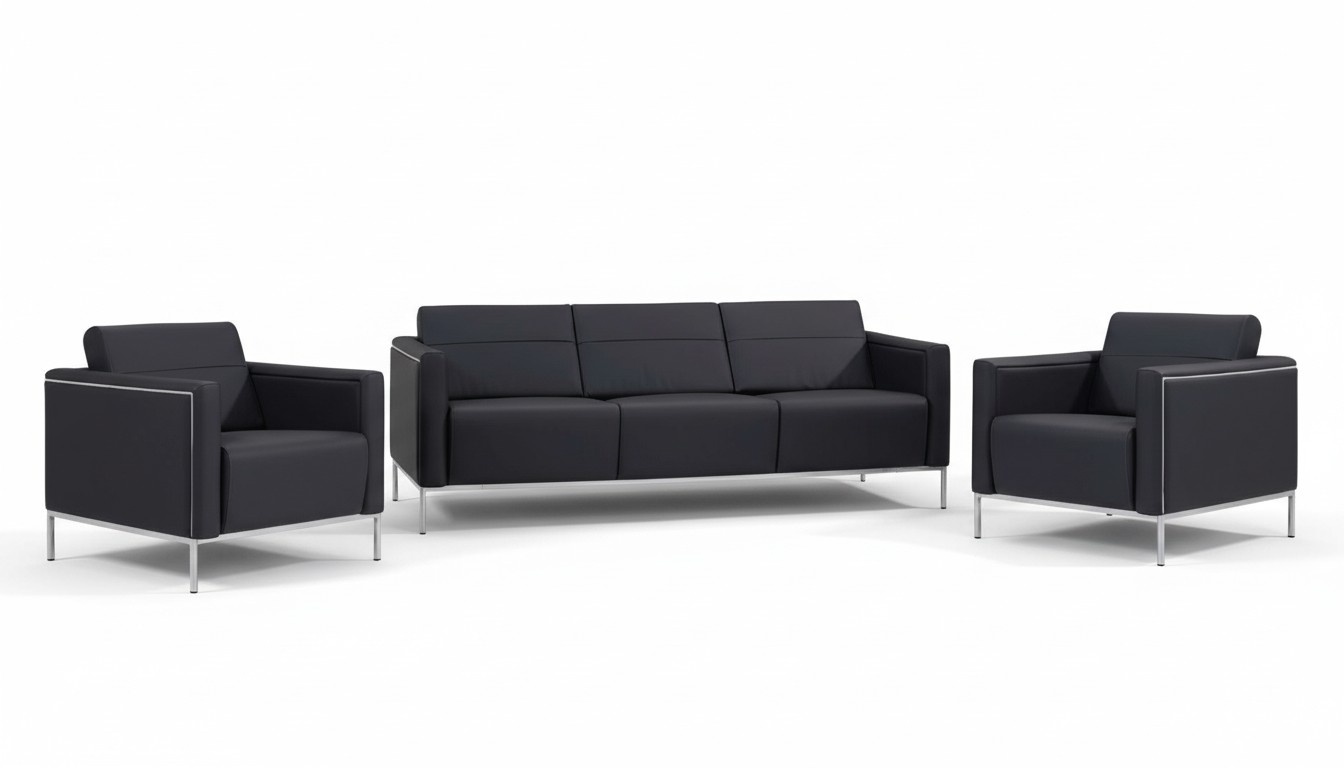 Office furniture chair design sofa 3-seater fabric upholstery 2x armchairs luxury seating relax