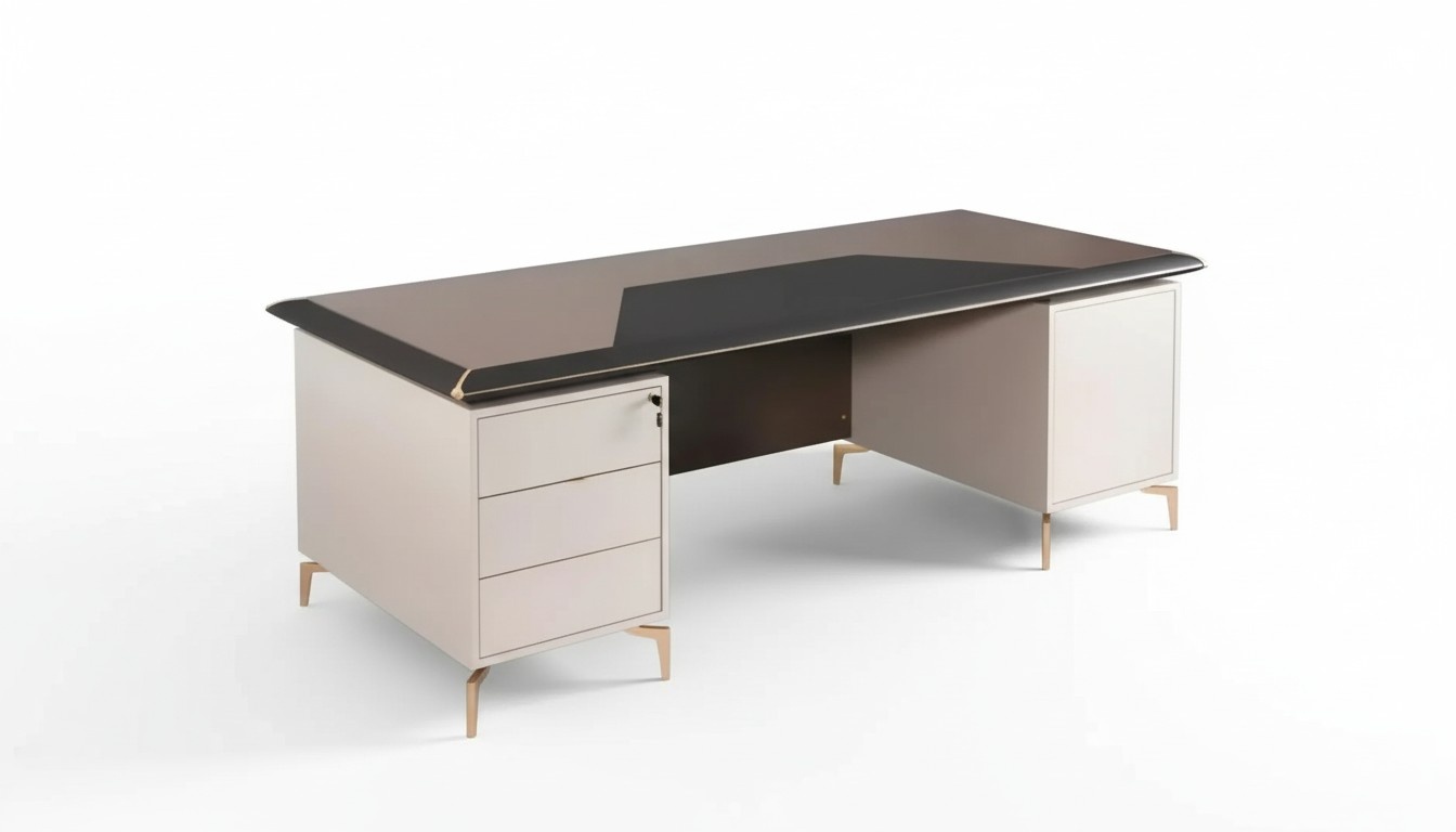 Office furniture Executive desk Stainless steel legs Table with drawers Wooden furniture