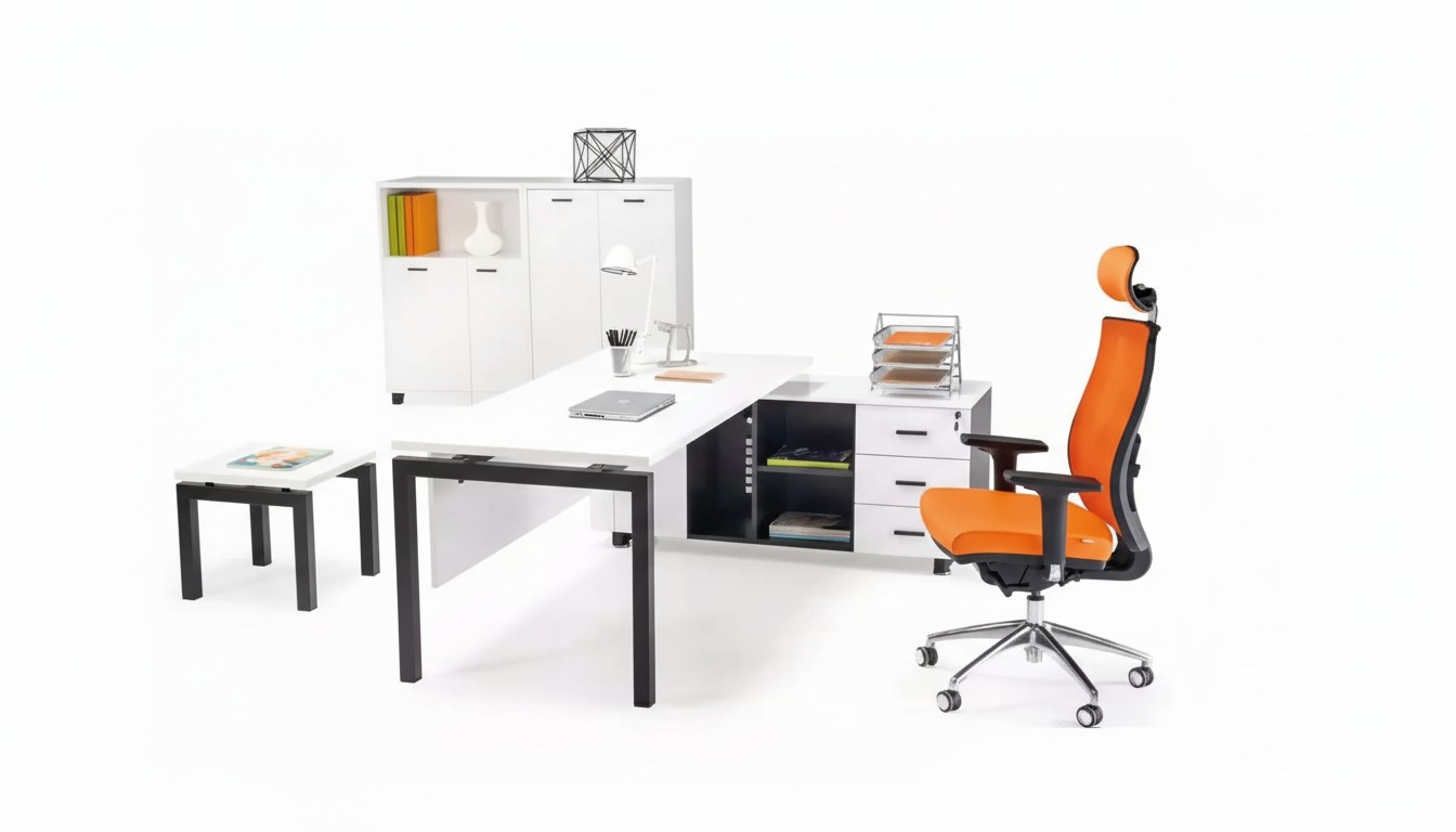 Office furniture setup desk filing cabinet coffee table 4-piece set office