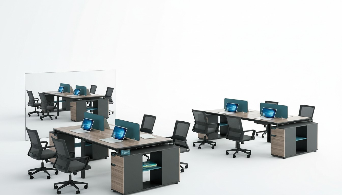 Office furniture Tables Call center table Wood 4 workstations Desk