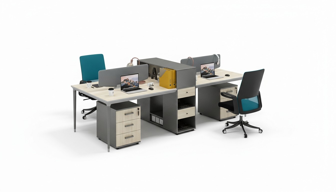 Office furniture Tables Table 4 workstations Desk Call center Wood