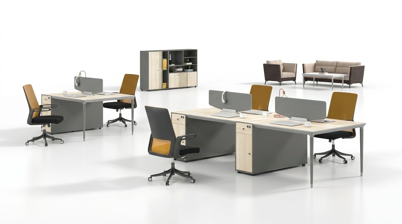 Office furniture equipment equipment table call center 4 workstations desk