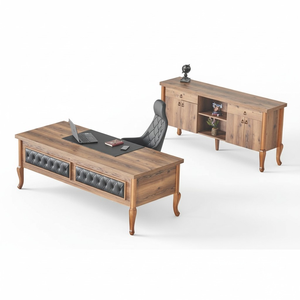 Office furniture office desk executive chair sideboard storage classic brown