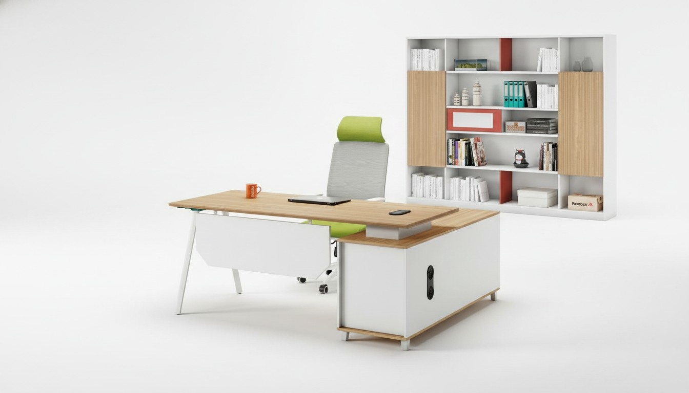 Office furniture set work desk office cabinet white wood office desk set