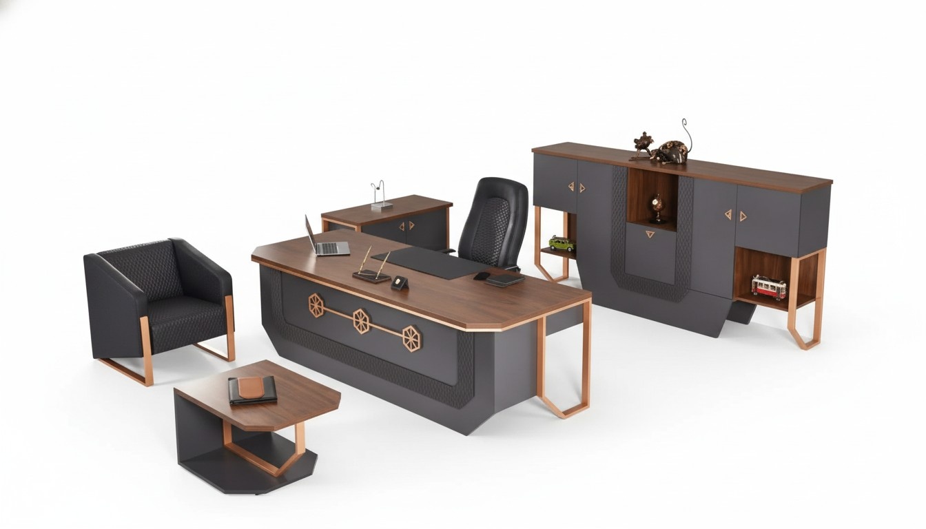 Office furniture set Luxury study furniture Desk Cupboards Coffee table