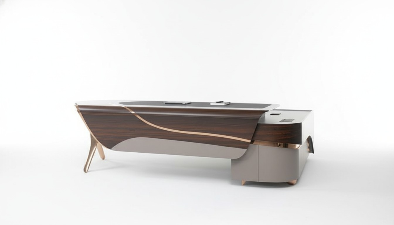 Office Modern Furniture Desk Luxury Interior Wooden Table Executive Desk 240 cm New