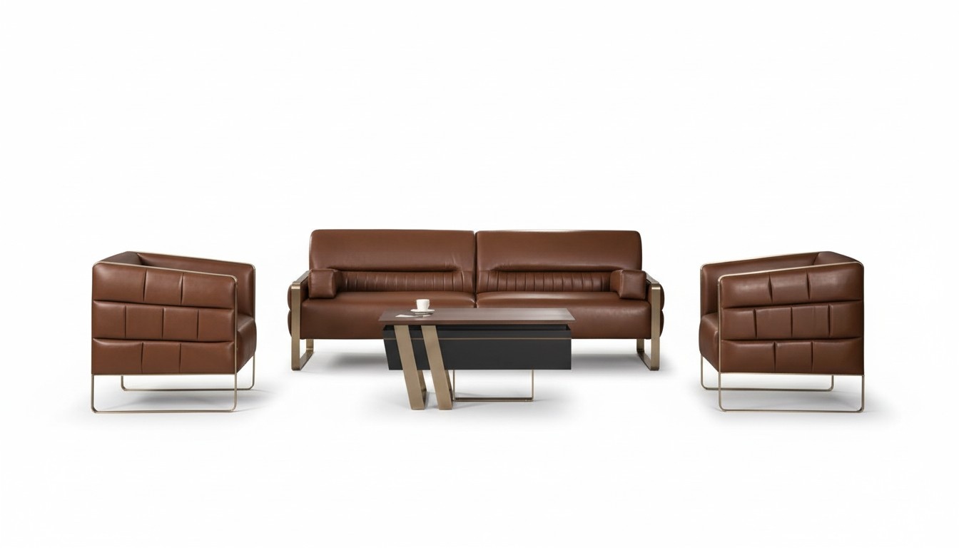 Office Set Modern Luxury Complete Office 3-Seater Sofa 2 Armchairs Coffee Table New