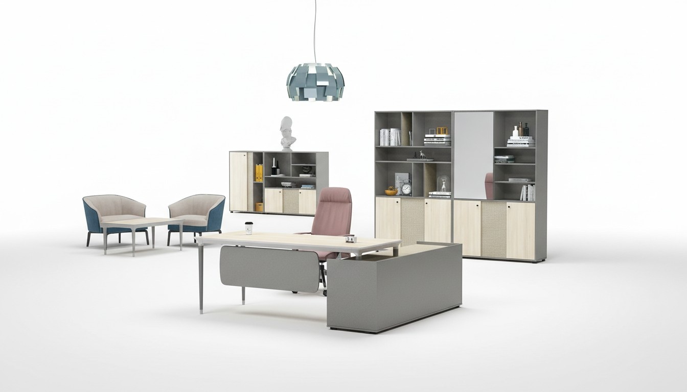 Office set wall shelf desk shelf cabinet 2 pieces office room furnishings new