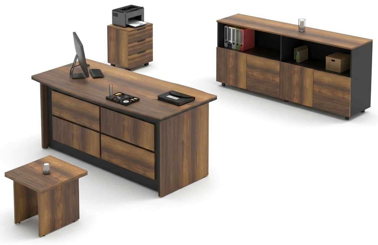 Office study desk chest of drawers sideboard coffee table brown wood