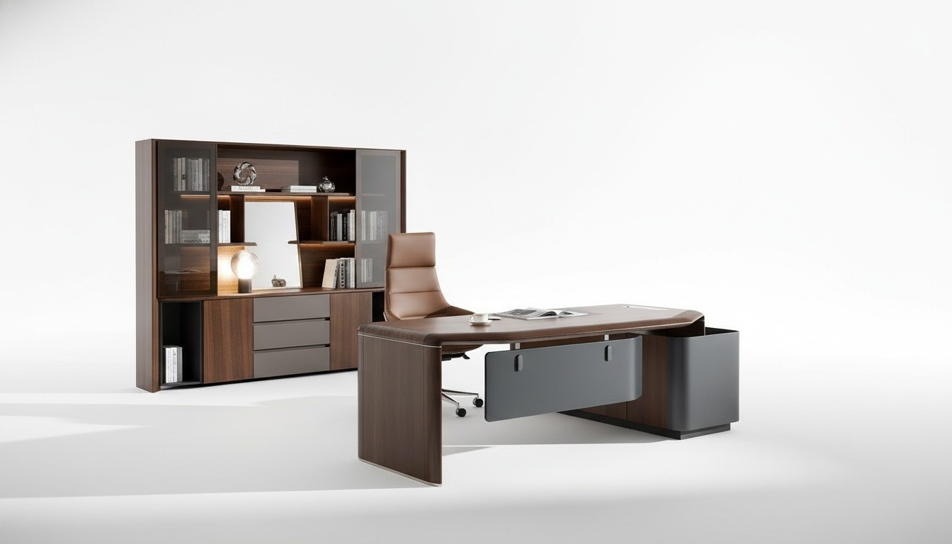 Office work room set armchair table complete furniture 3-piece furnishing desk