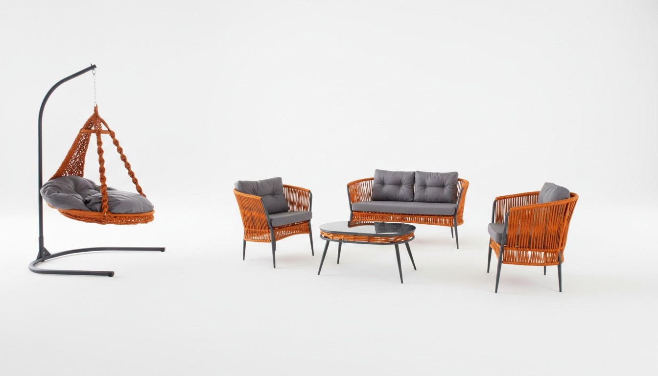 Orange garden sofa set two-seater armchair coffee table set