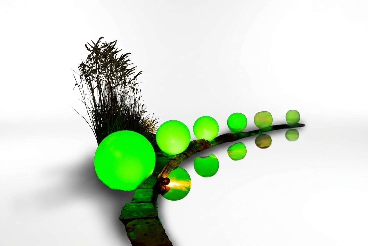 Decorative garden sculpture designed as a Ball Luminous green light 40cm
