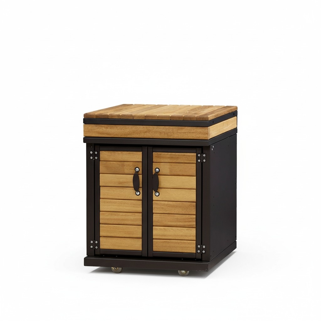 Modern brown wooden outdoor kitchen module