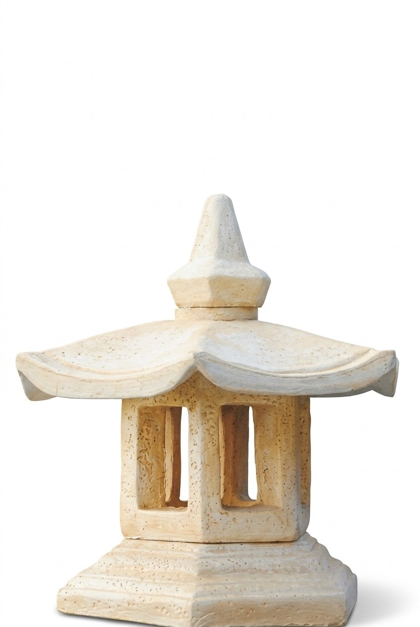 Outdoor/terrace decorative lamp patio sculpture made of weather-resistant cement 53cm