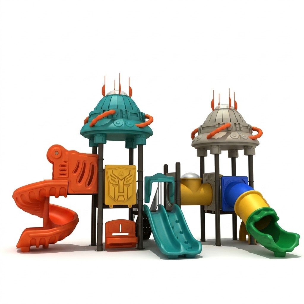 Outdoor robot style plastic tower playground in entertainment for children