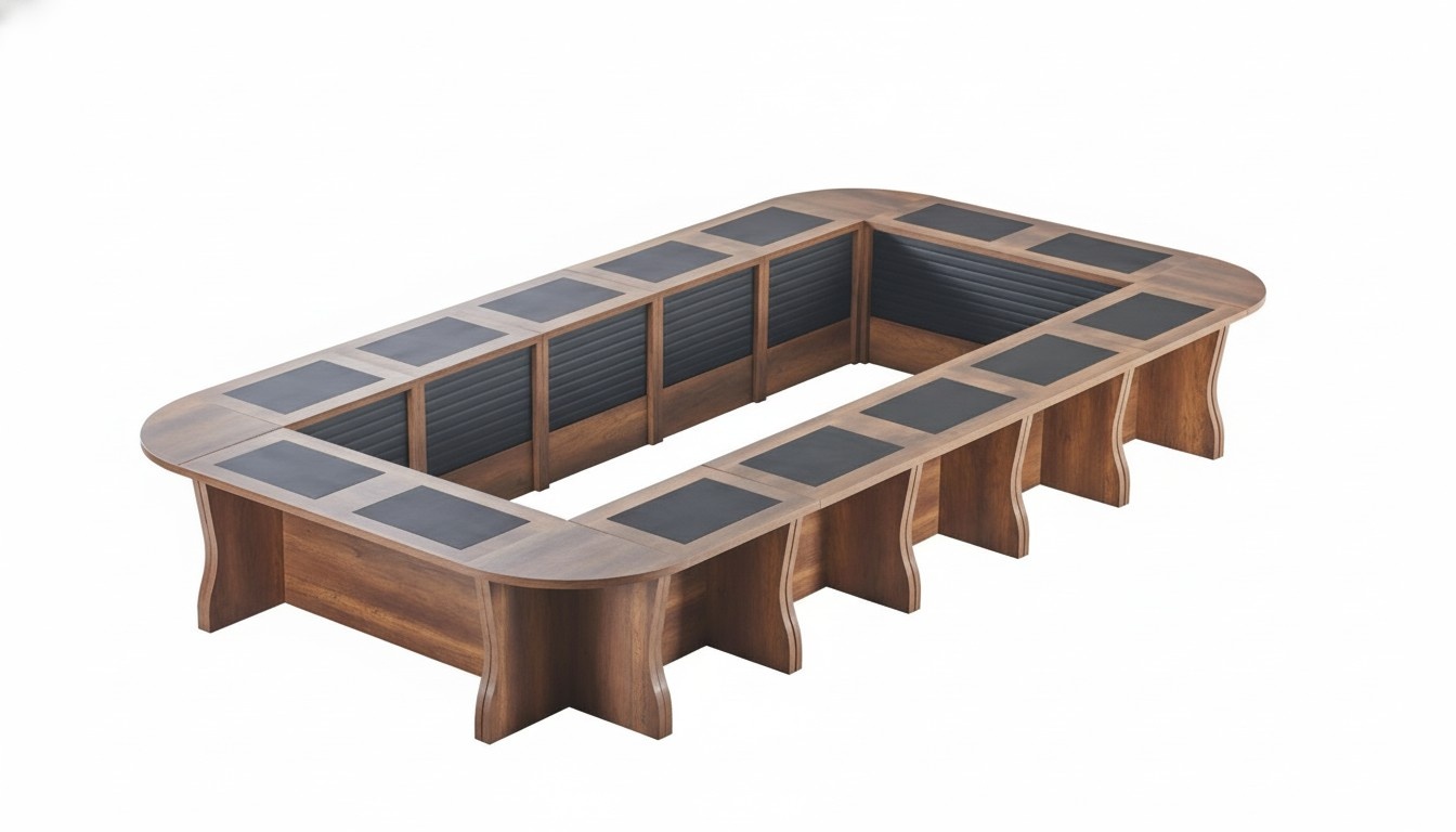 Brown Black Oval Conference Table Office Furniture Modern Wood