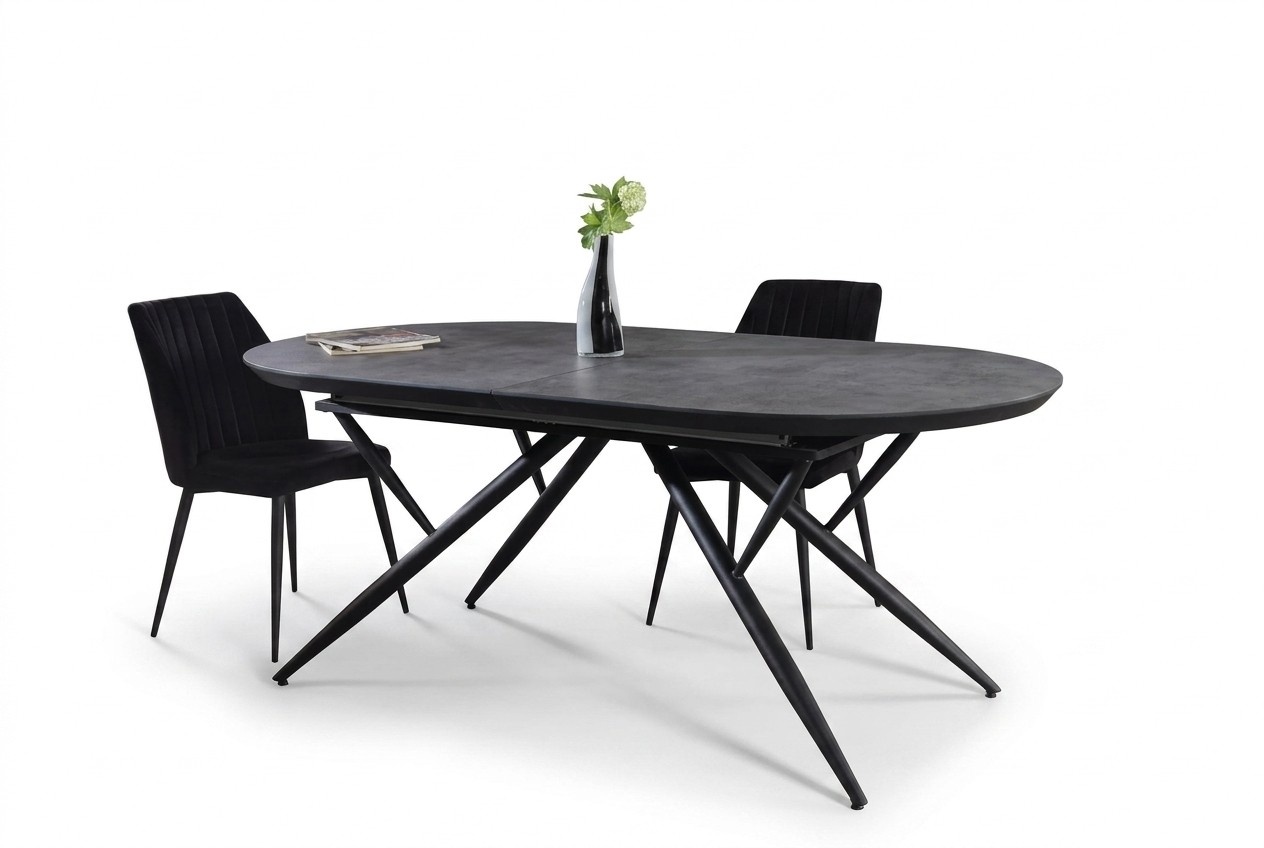 Oval Dining Room Table Extendable Kitchen Table Wood Gray Large