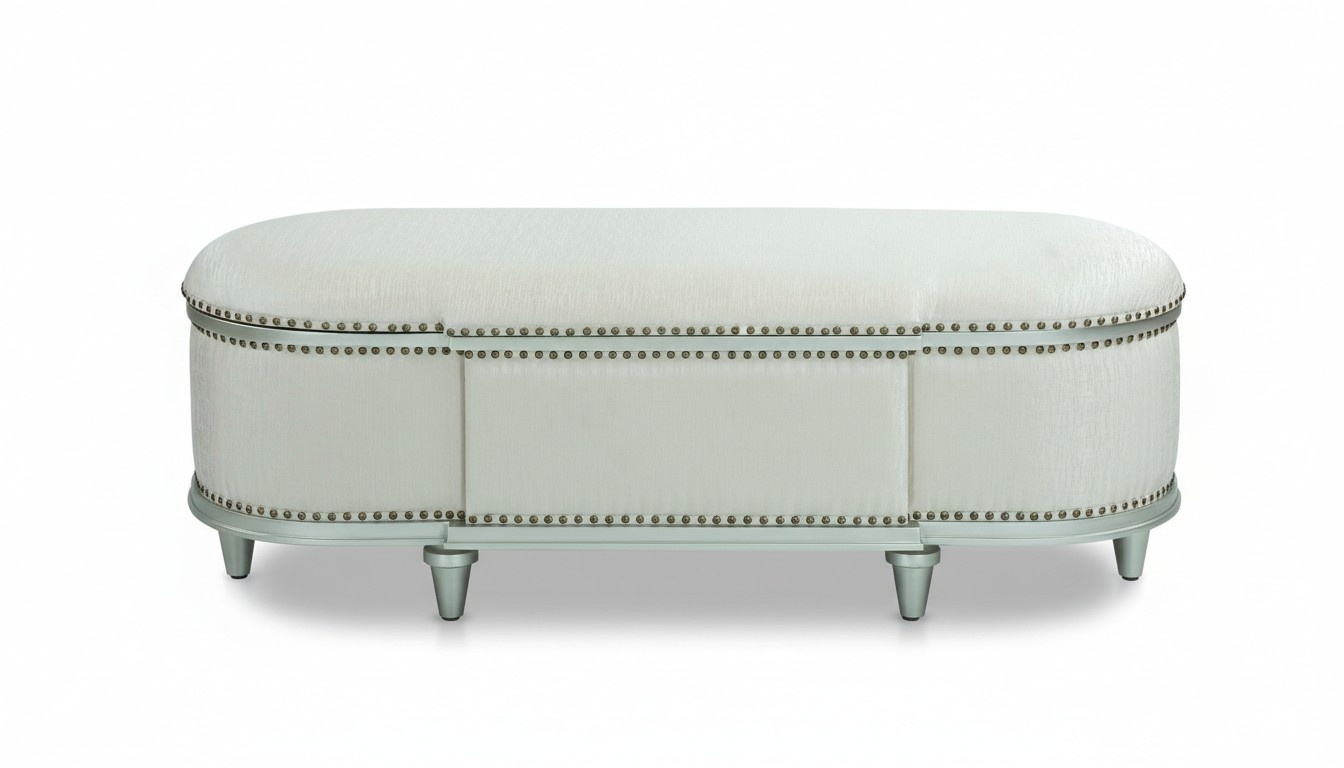 Oval Stool Chest Classic Footrests Footstool Bench Seat Ottoman Fabric
