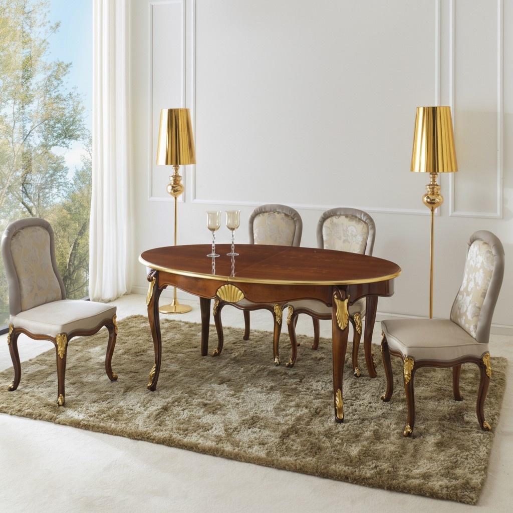 Oval Table Italian Furniture Luxury Dining Table Dining Room Wood Classic Style