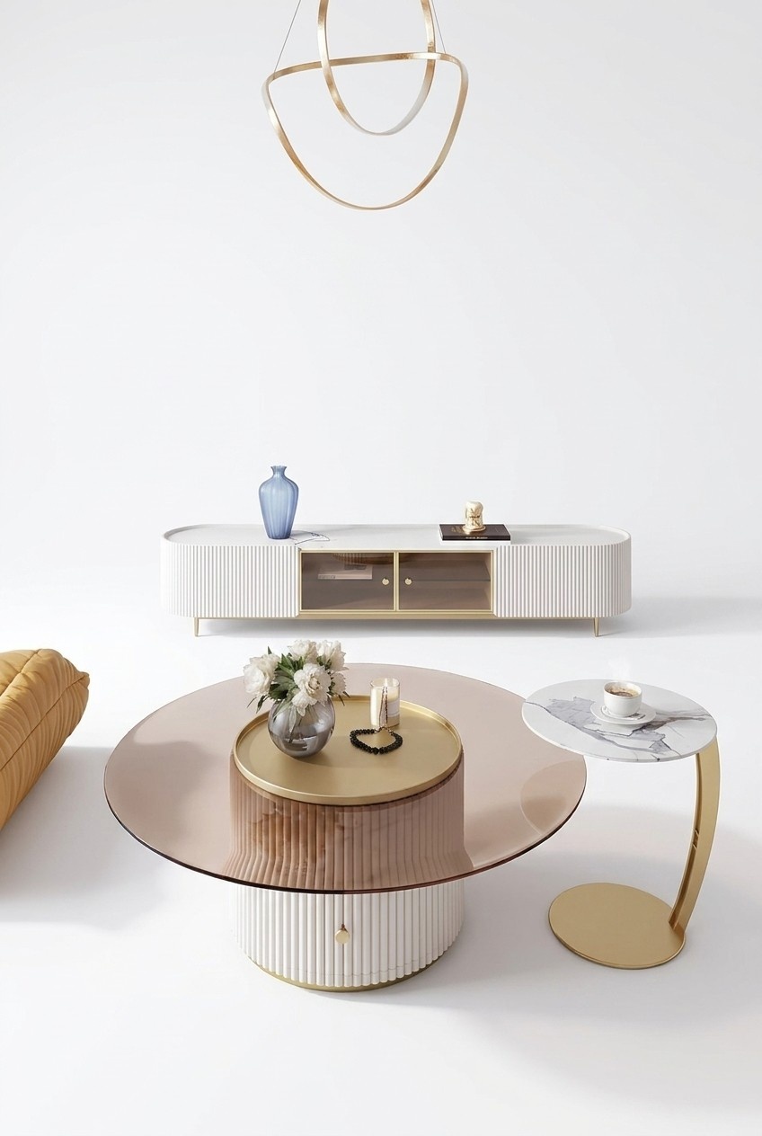 Oval RTV sideboard cabinet Noble luxury lowboard side tables table glass