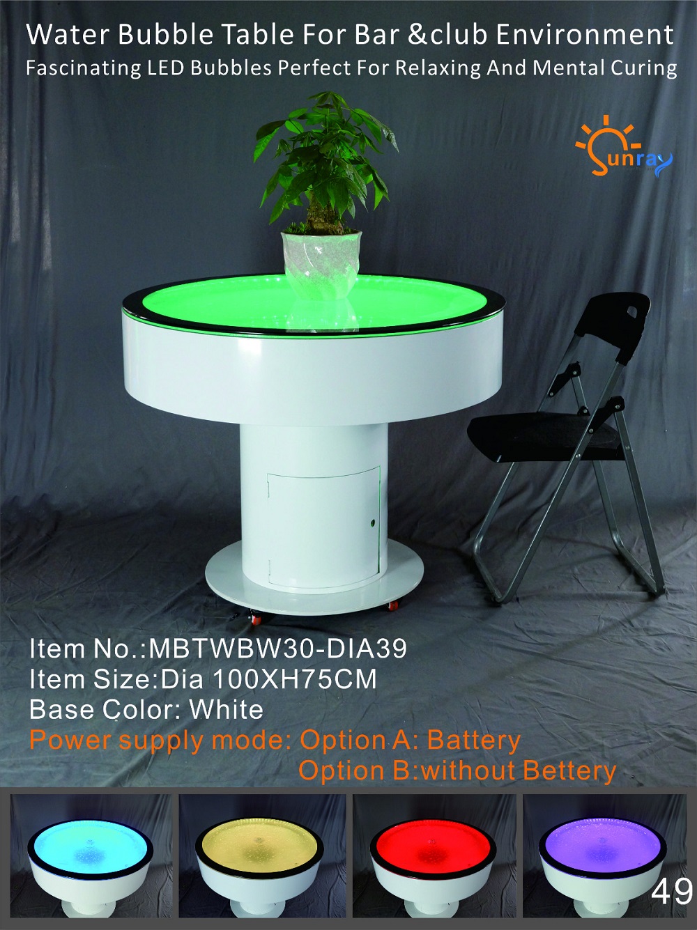 Round Table Bar Round Tables LED Water Game Illuminated LED Furniture 100 Bar Table