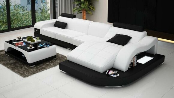 Corner sofa couch upholstery leather set living area corner living white
