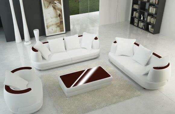 Leather sofa set designer mixture of modern and classic 3+2+1 leather Royal