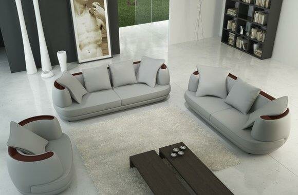 Sofa set couch upholstery leather sofa 3+2+1 classic couches royal seat grey