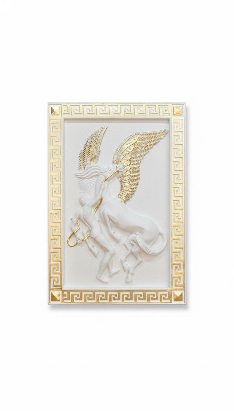Pegasus Wall Relief Antique Style Relief Wall Painting Antique Handcrafted Image Horse