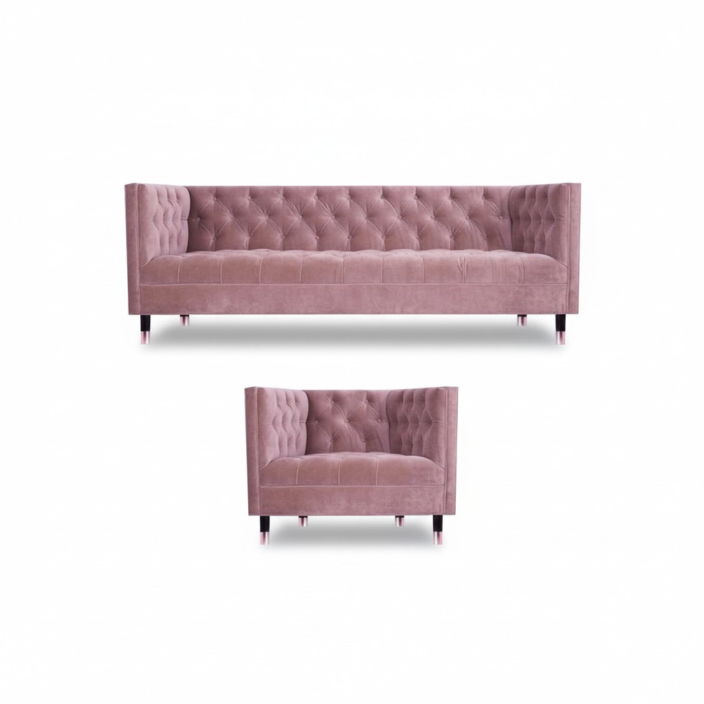 Pink Complete Sofa Three Seater Couch Design Armchair Modern Furniture Chesterfield