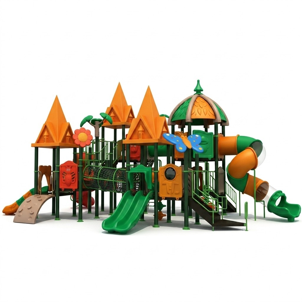 Play tower with slide Climbing tower Play equipment Outdoor playground