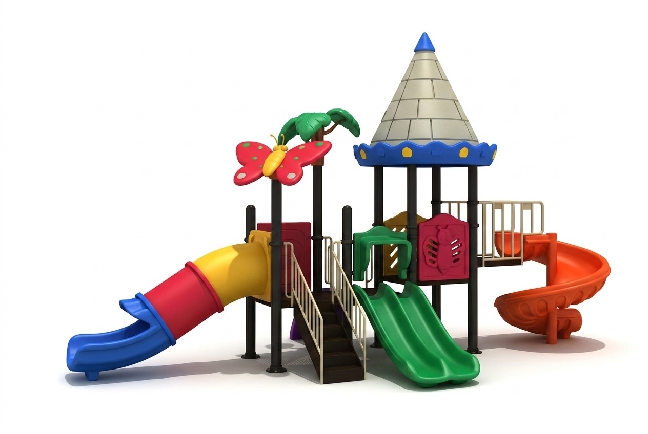 Play tower with slides Playhouse garden plastic playground Animals