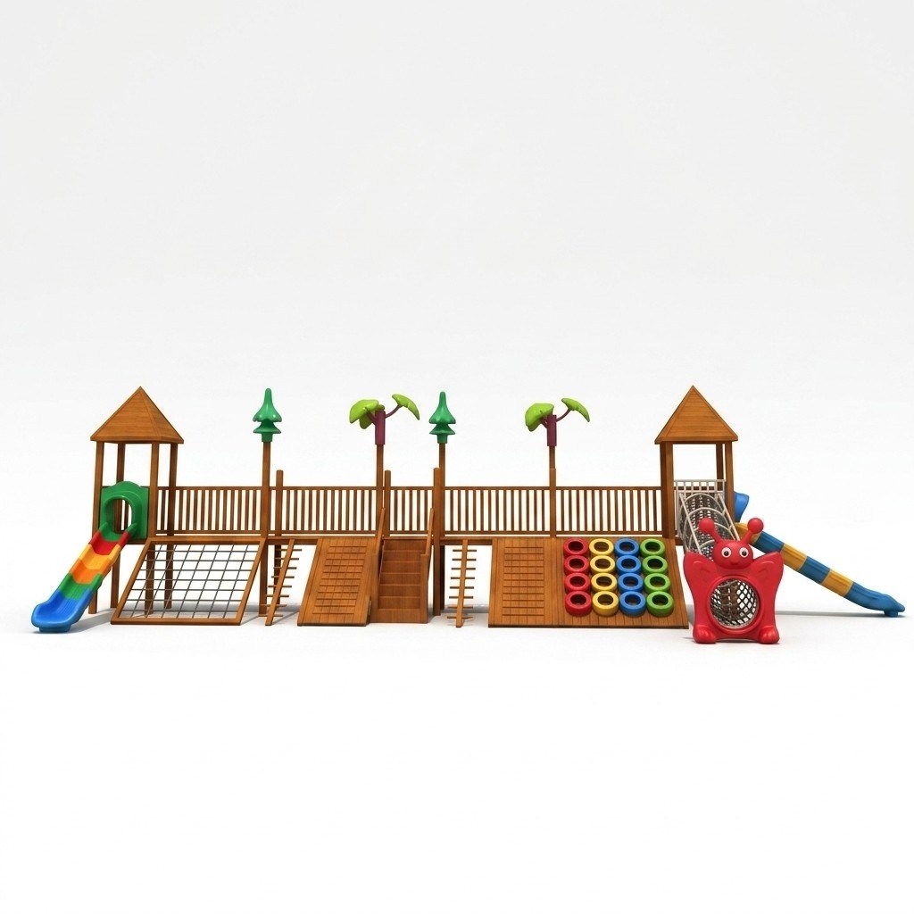 Playground for children with slides Climbing wall Outdoor activities Playgrounds