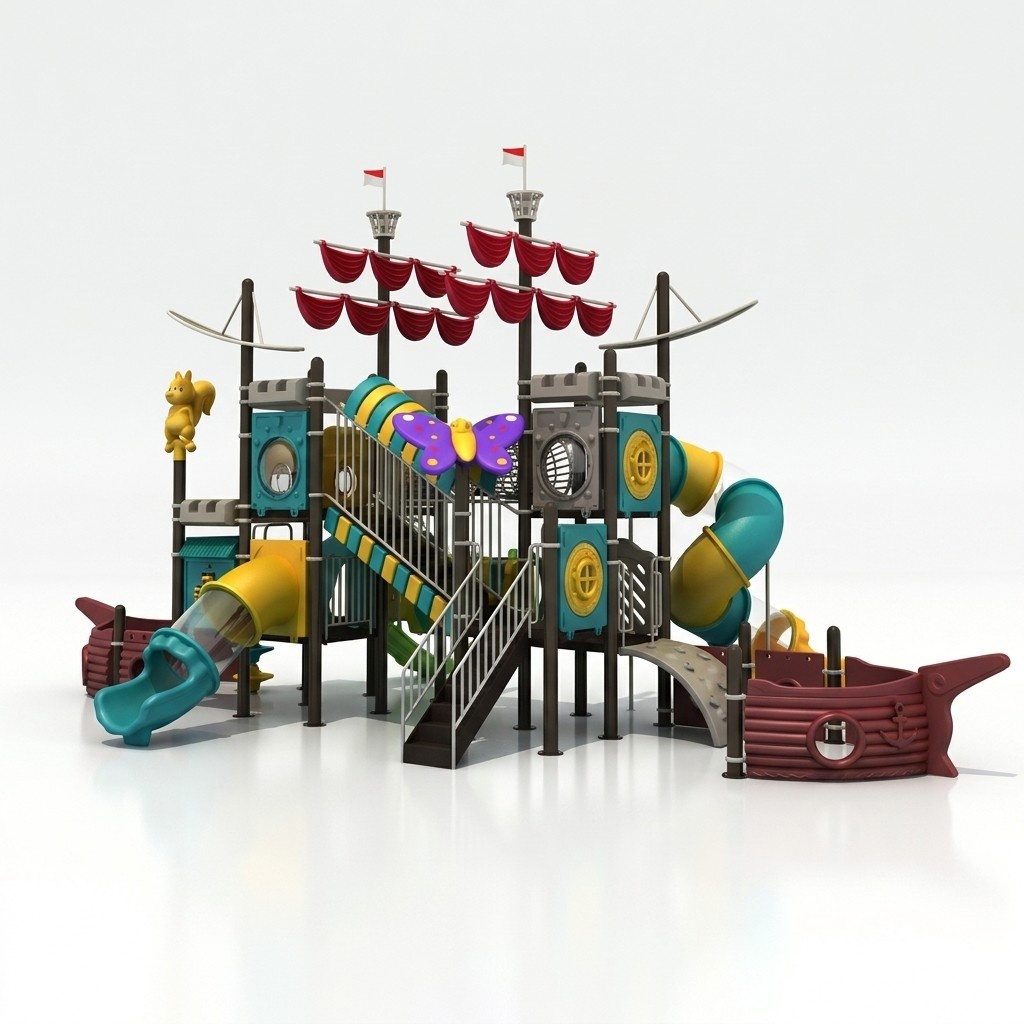 Playground Ship Tower Slide Outdoor Plastic Slide Children\'s Playgrounds
