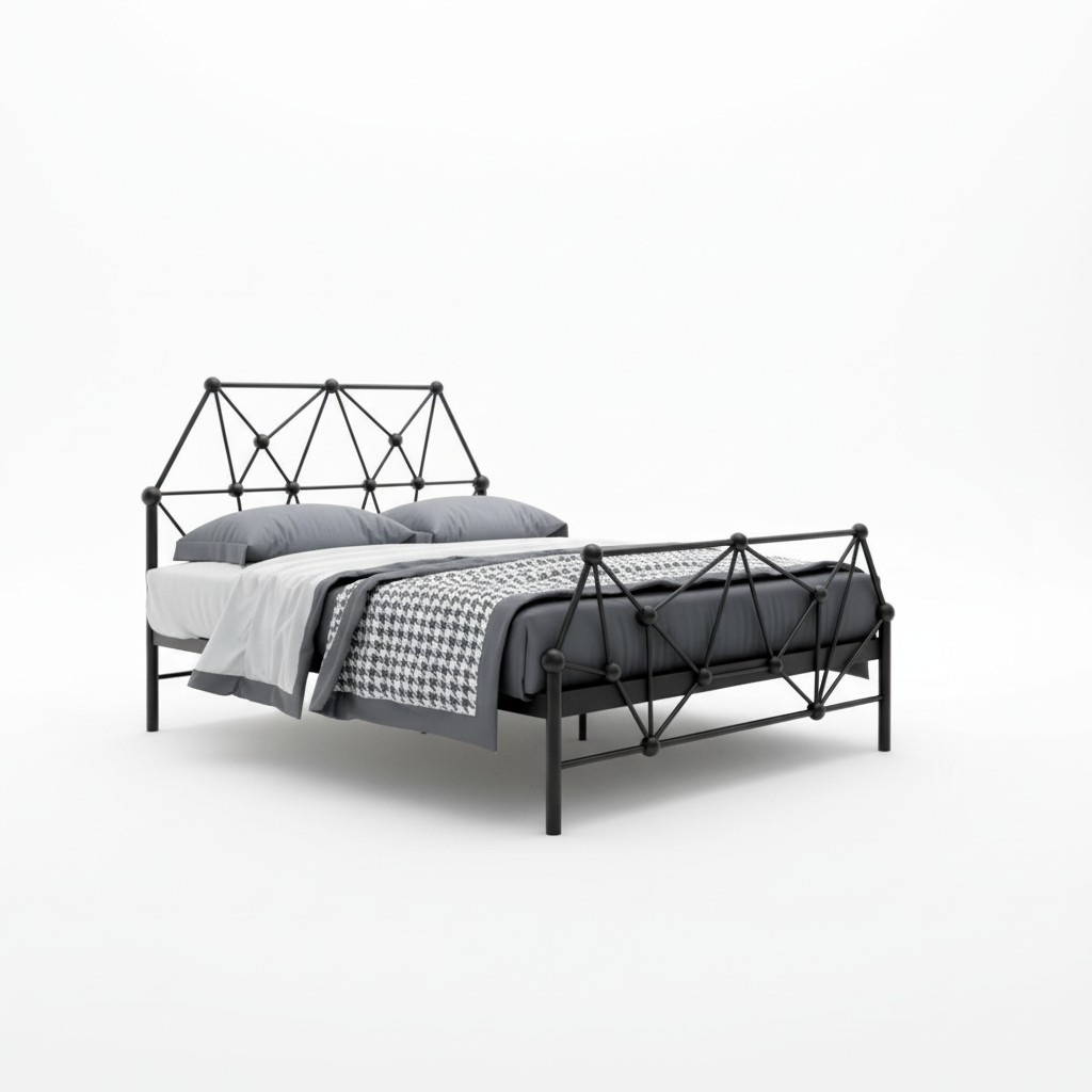 Italian designer double bed in modern style made of stainless steel frame 180x200cm size