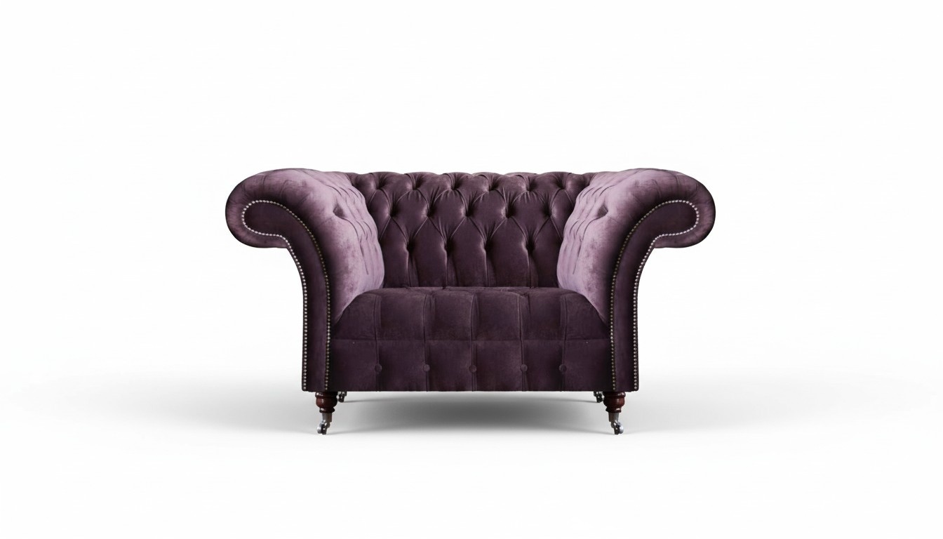 Lila Chesterfield Fabric Three-Seater Modern Living Room Sofa