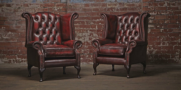 Genuine Chesterfield wing chair armchair couch sofa upholstery seat lounge antique new