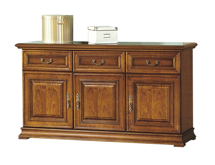 Classic wooden sideboard with 3-swing doors & 3-sliding drawers model - R-K3