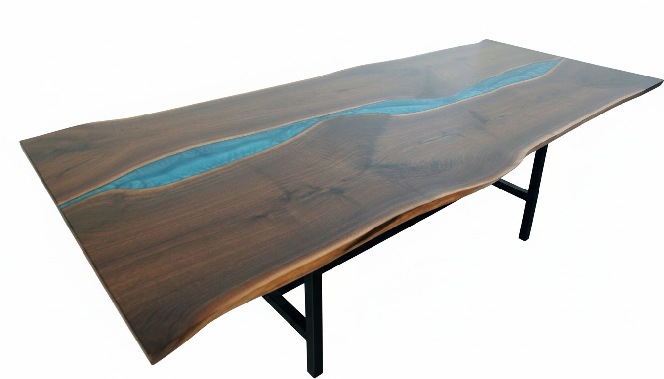 real wood waterfall table epoxy resin dining table epoxy tables solid furniture