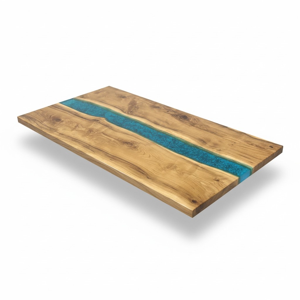 Real Wood Waterfall Table Epoxy Resin Dining Table Solid Furniture New
