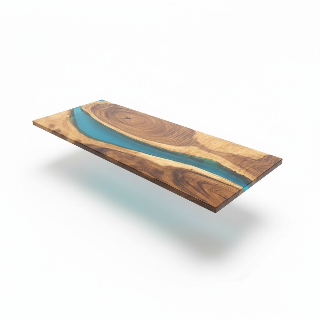 Real Wood Waterfall Table Epoxy Resin Dining Table Solid Furniture New