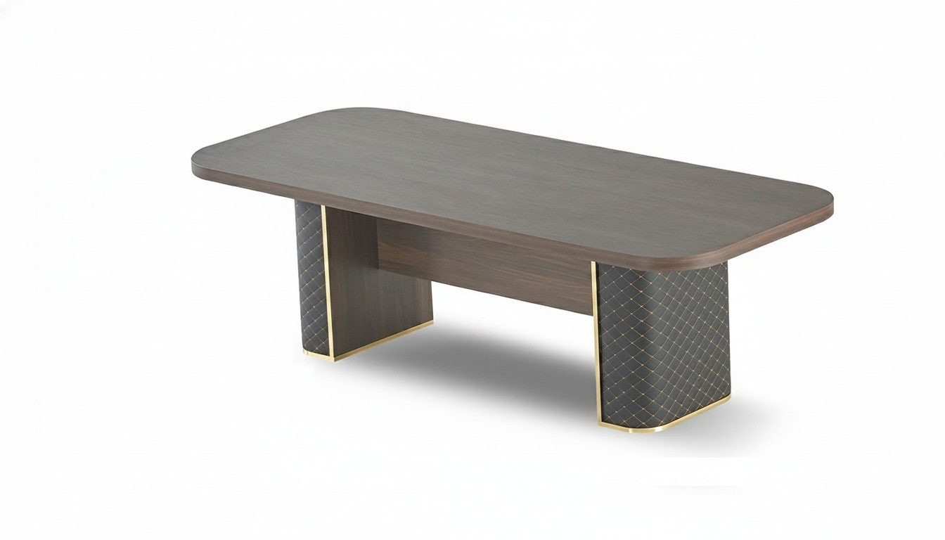 Rectangular Conference Table Brown Black Dark Wood Office Furniture