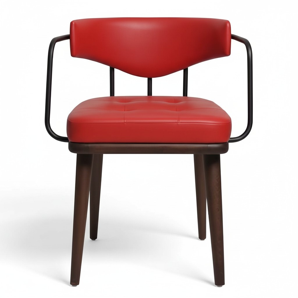 Red armchair dining room single-seater wooden chair living room 1-seater chair