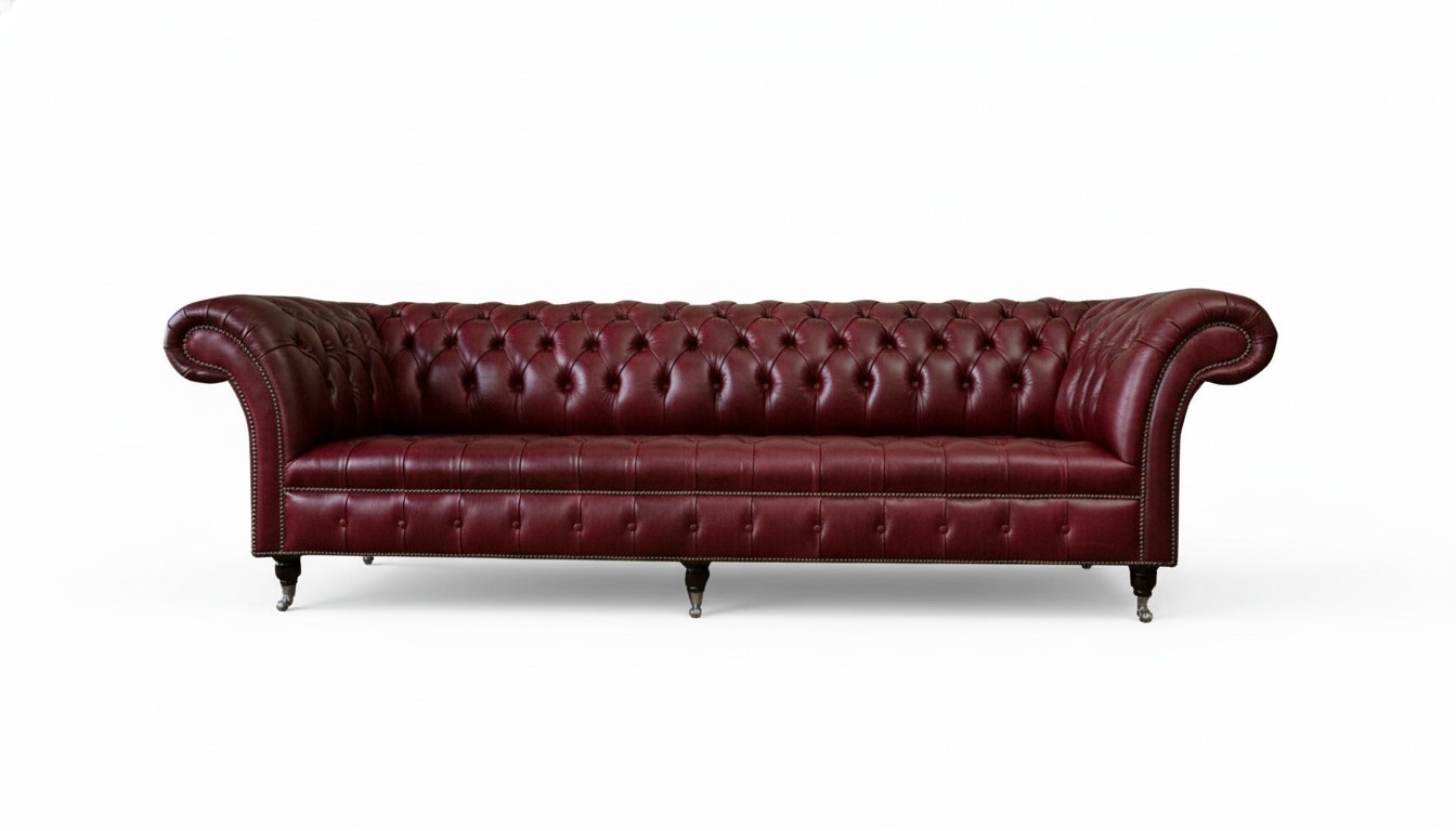 Red Big Sofa Couch Chesterfield 265cm XXL Upholstery Sofas 4pcs Leather Textile New