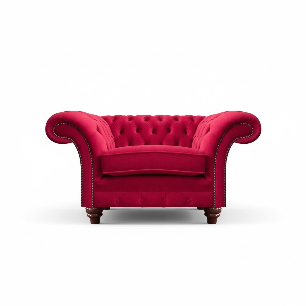 Red Chesterfield Living Room Armchair Designer Fabric Armchair Lounge Chair