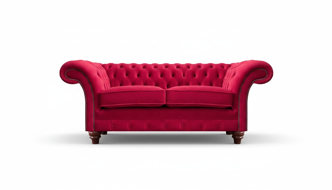 Red Chesterfield Sofa Exclusive Two-Seater Living Room Upholstered Couches