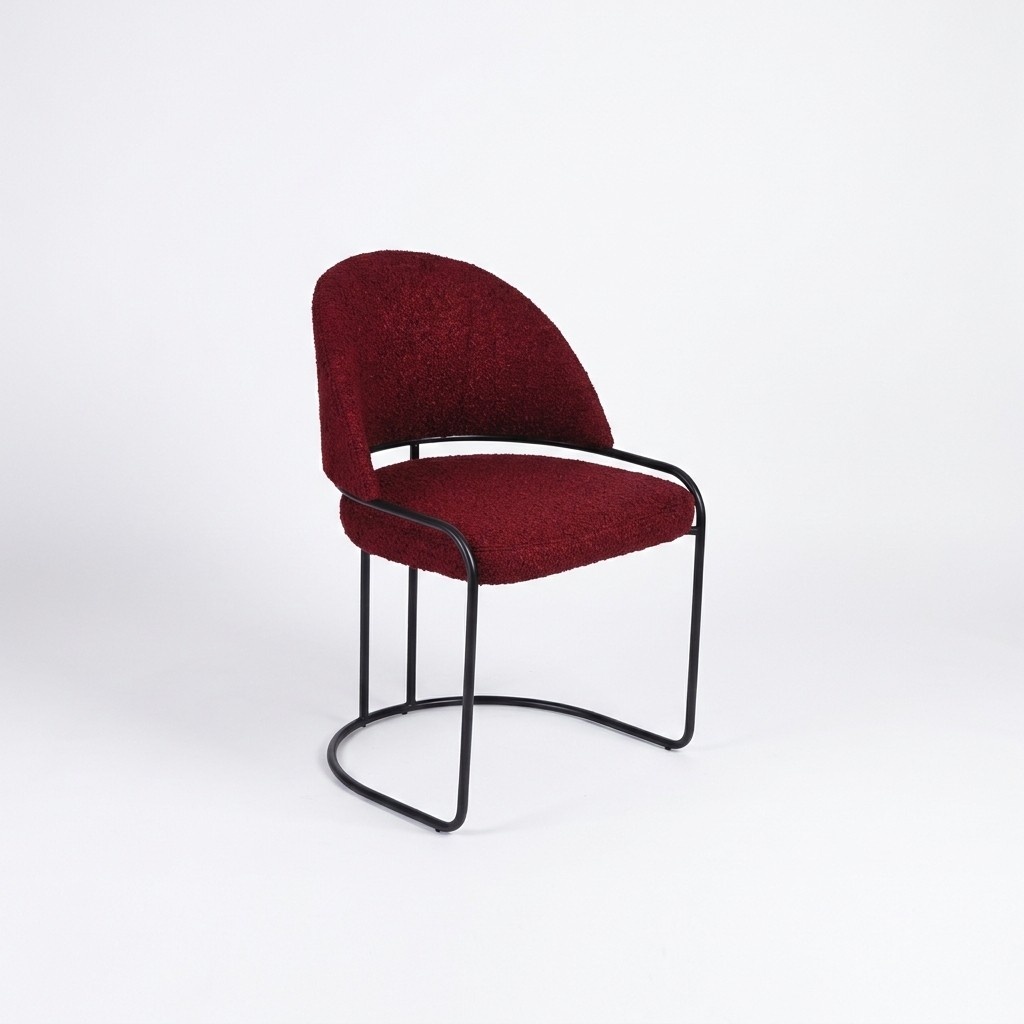 Red designer chair upholstered single seater textile dining room luxury chairs