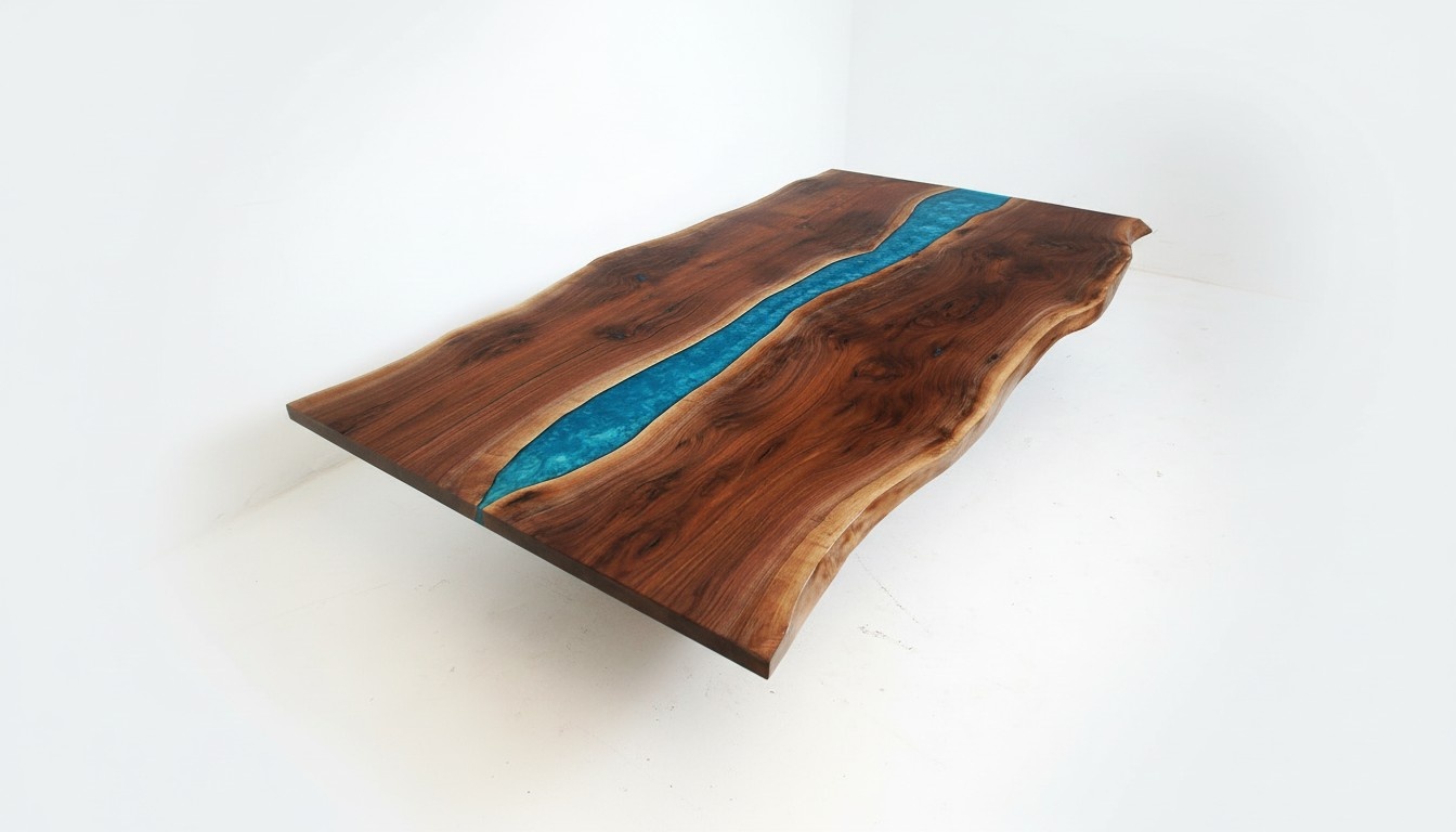River Table Dining Table Solid Tables 240x100 Epoxy Resin Sea Waterfall