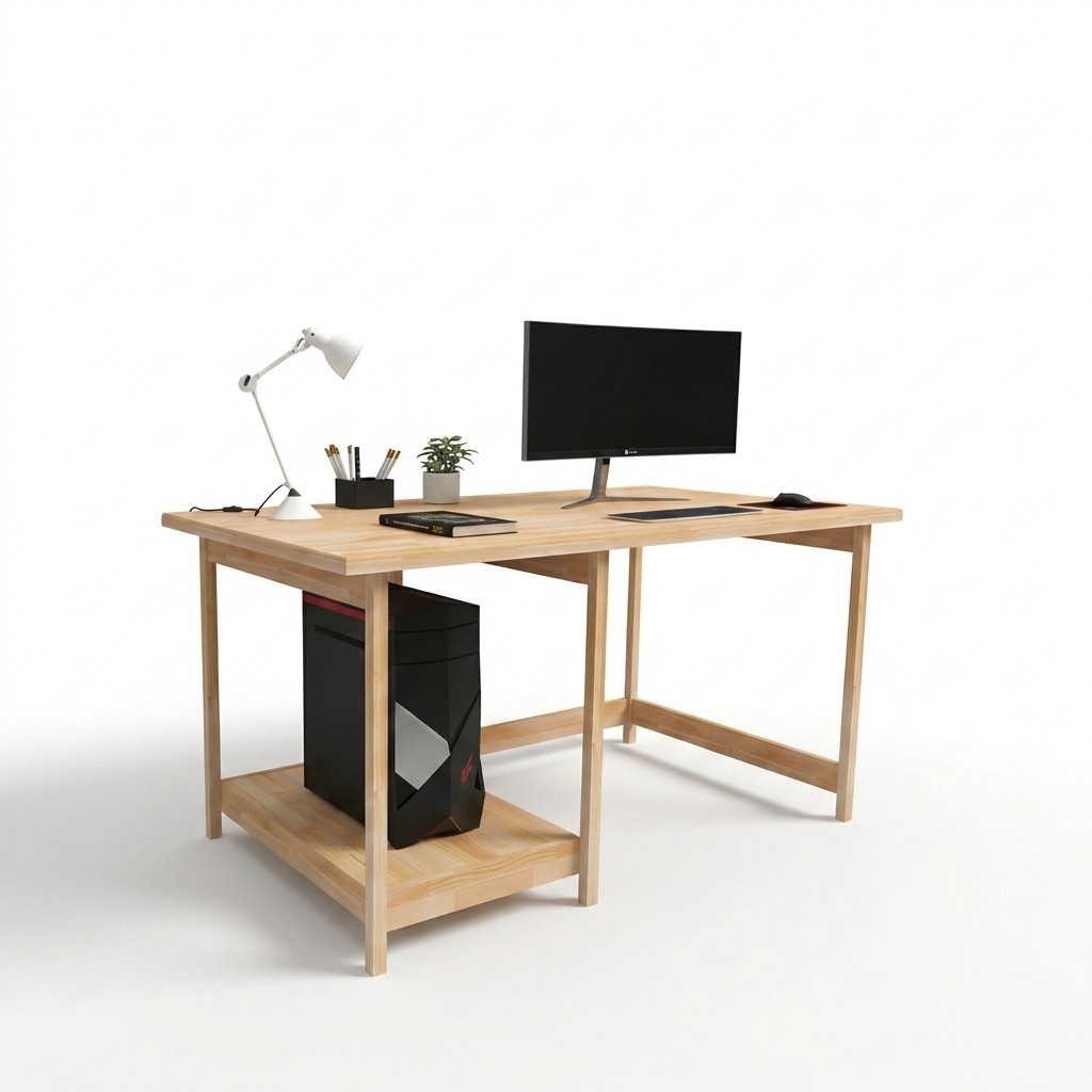 Robust desk Stylish light brown computer table shelf table
