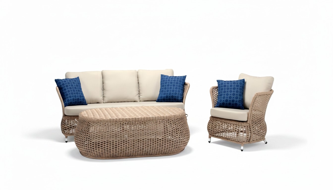 Robust Sofa 3-Seater Garden Rattan Set Elegant Coffee Table Garden Furniture Armchair